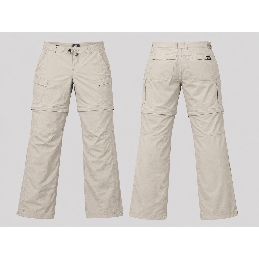 REI Convertible Cargo Pants WOMENS 12 Beige BELTED Stretch PERFORMANCE FISHING